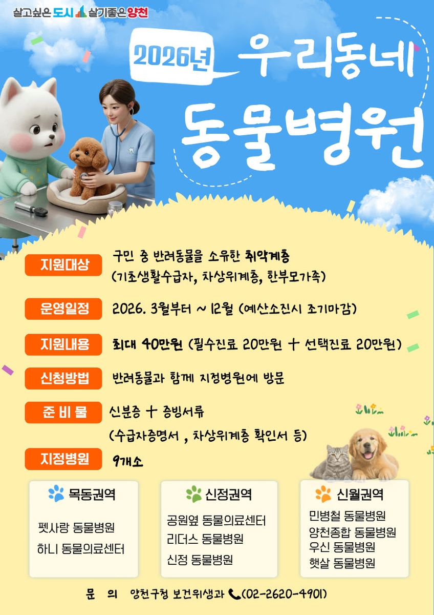 병원비 부담은 낮추고, 행복은 높이고…양천구 '우리동네 동물병원'