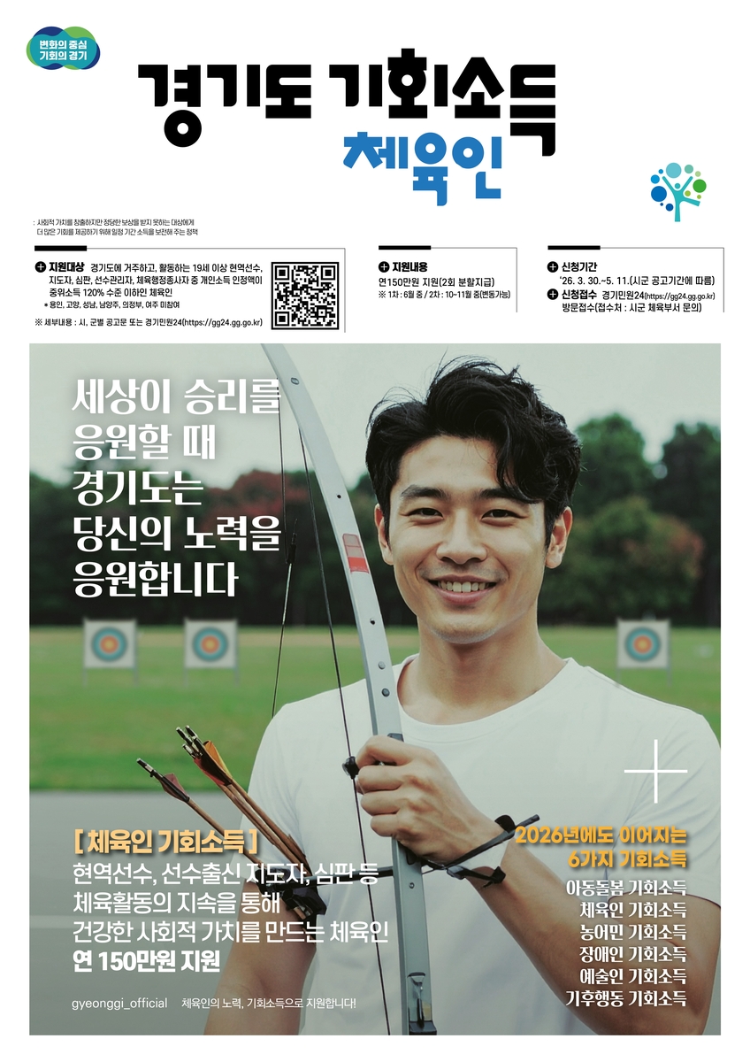 김포시, '체육인 기회소득' 3월 30일부터 접수