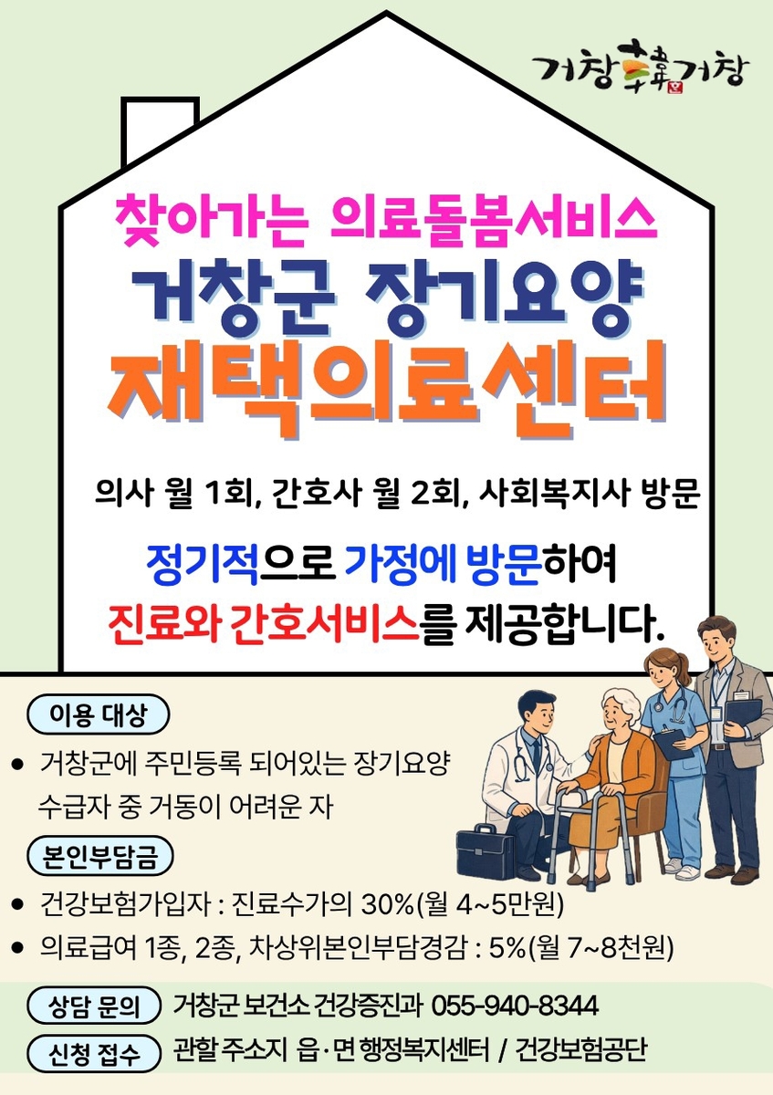 거창군, '집에서 받는 의료서비스' 재택의료센터 운영