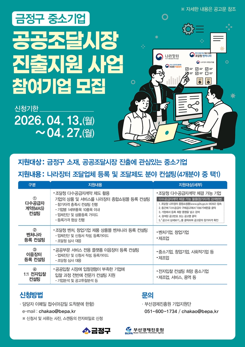 부산 금정구, 중소기업 공공 조달시장 진출지원 사업 추진