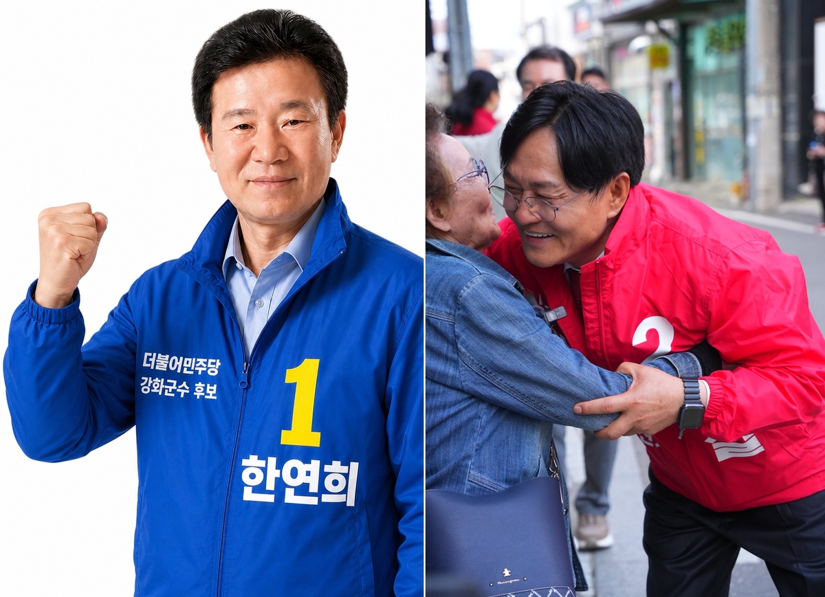 '강화군수 리턴매치' 더불어민주당 한연희(왼쪽) 후보와 국민의힘 박용철 후보