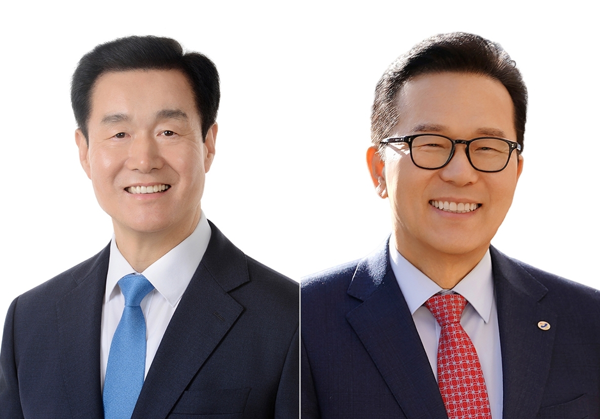 더불어민주당 정지열(왼쪽)·국민의힘 이재호 연수구청장 후보 