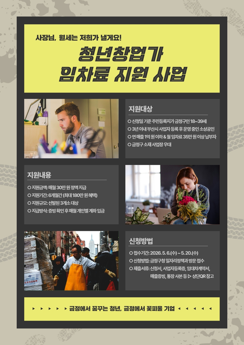 부산 금정구, 청년 창업가 '월세 부담' 덜어준다