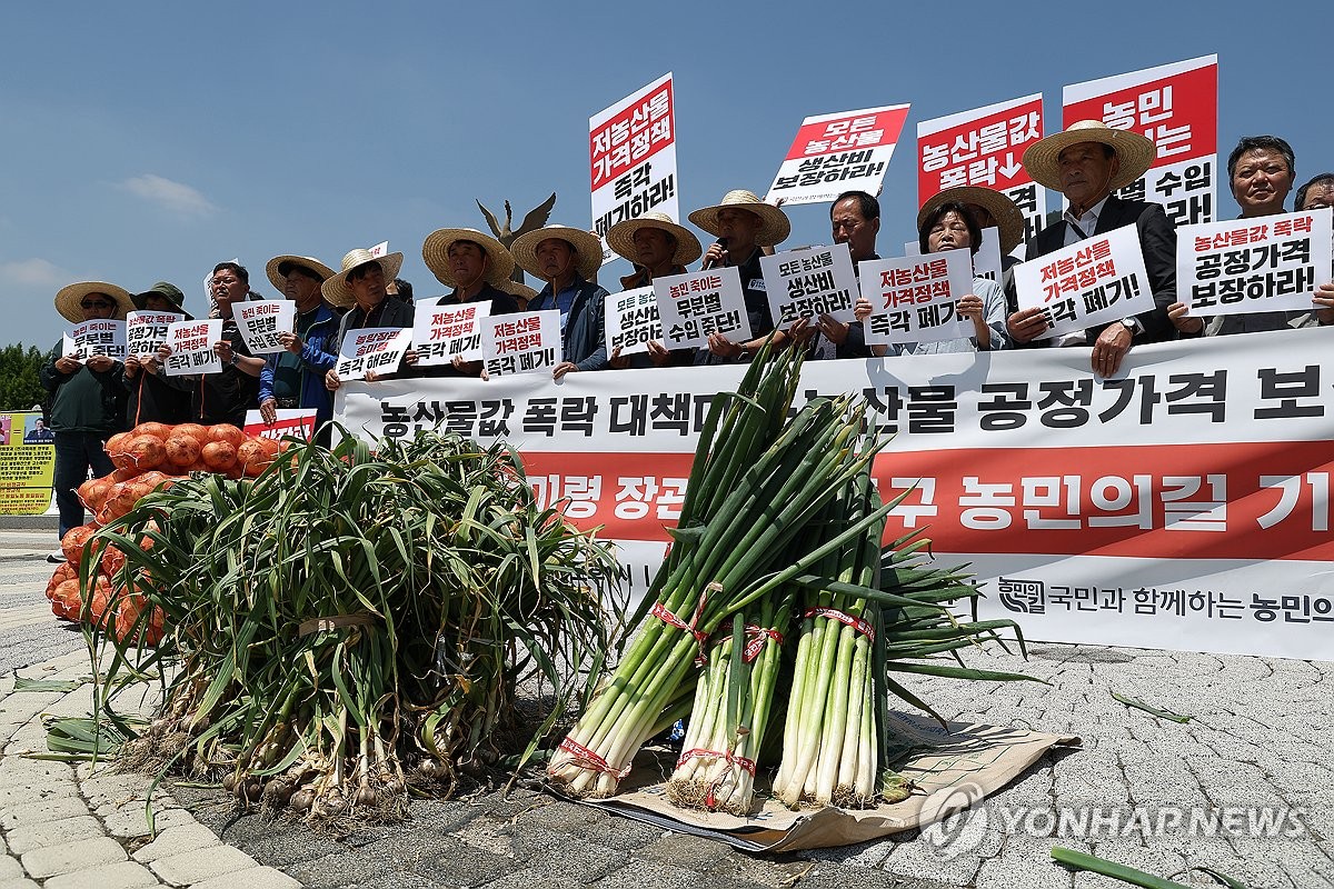 청와대 앞에서 열린 농산물 가격 보장 촉구 기자회견