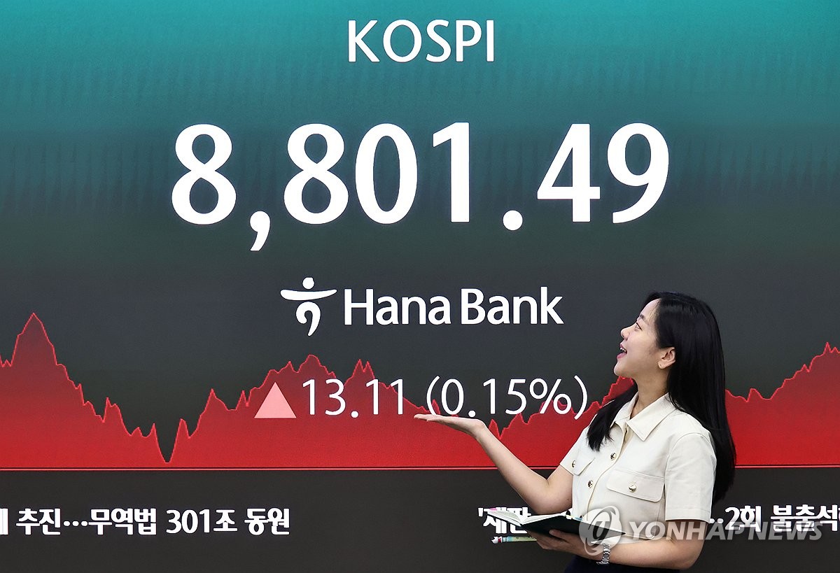 코스피, 8,800대 상승 마감…또 사상 최고치