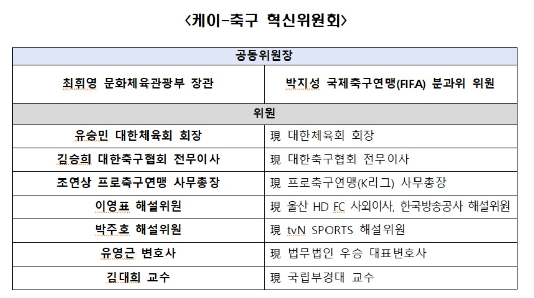 축구 혁신위원회 명단