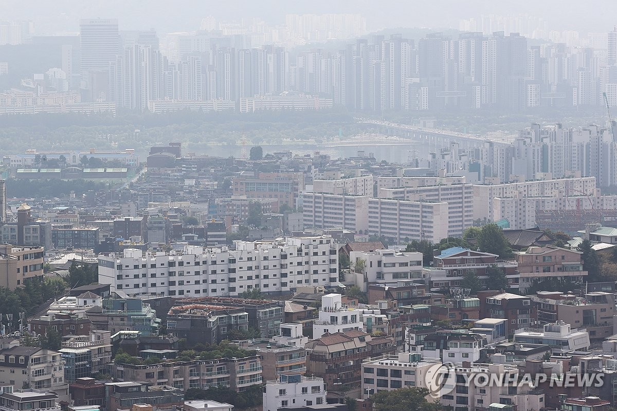 서울 남산에서 내려다 본 한강과 일대 주택