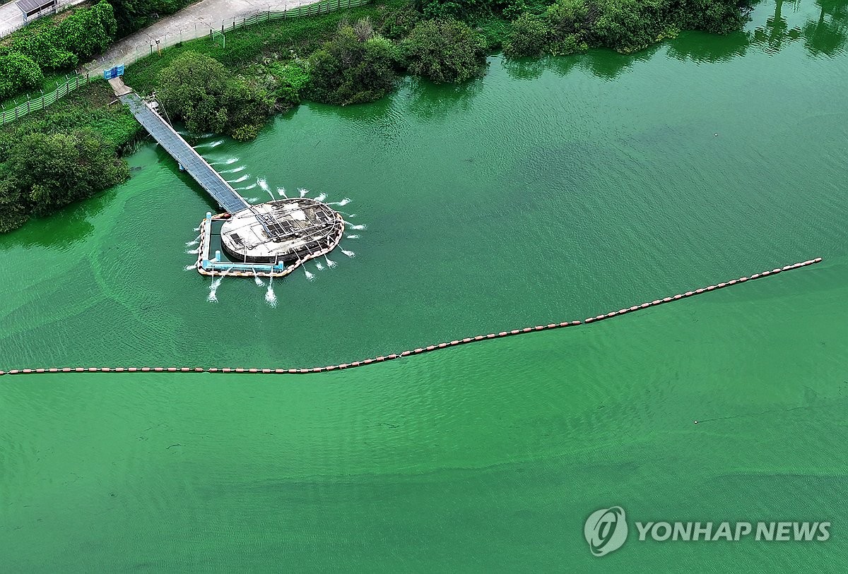 조류 차단막 운영되는 물금 취수장