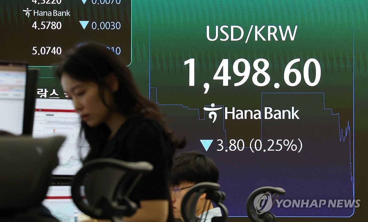 1천5백원 선 아래로 내려간 원/달러 환율