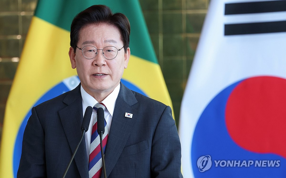 한-브라질 공동언론발표, 발언하는 이재명 대통령