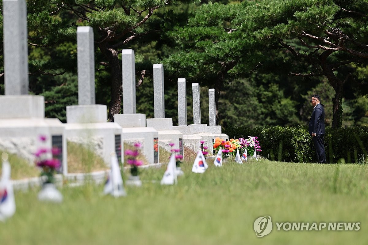독립유공자 묘역 참배하는 후손들