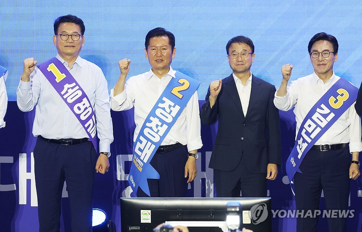 경기 합동연설회 나선 민주당 당권주자 3인