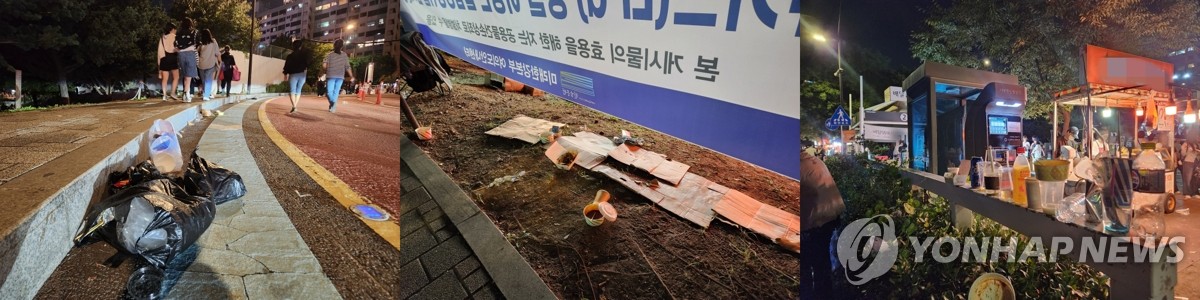 여의도 한강공원 일대 서울세계불꽃축제…곳곳 쓰레기 '눈살'