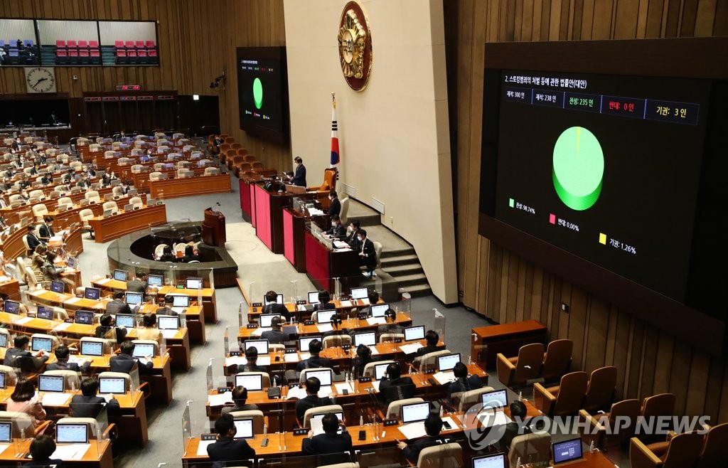 스토킹범죄의 처벌 등에 관한 법률안 본회의 통과